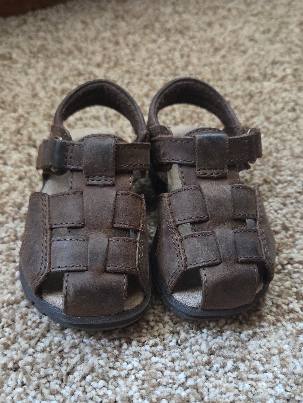 Toddler Stride Rite Brown Leather Fisherman Sandals with Adjustable Strap